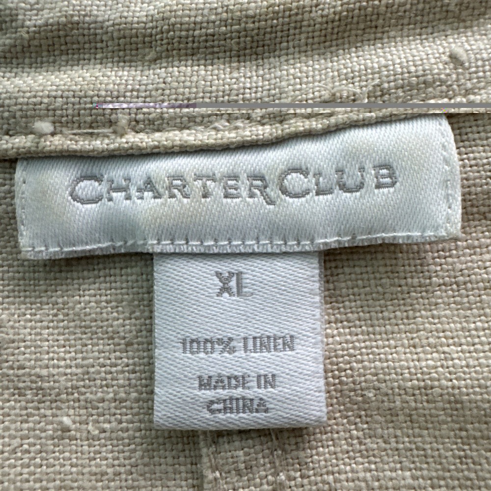 Charter Club Women's Blazer Beige Size XL Linen Button Front Fringe Casual - Picture 5 of 6